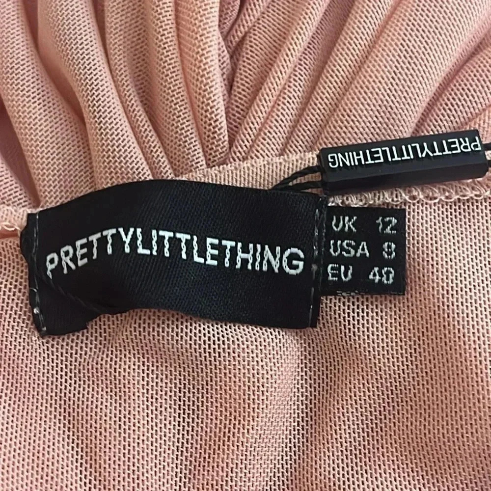 Pretty Little Thing | NEW Dusty pink Binding Bodycon dress Sheer Sexy size 8 US - Picture 7 of 10